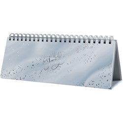 SIGEL Spiral-Wochenplaner Jolie Glittery Joy Tischkalender undatiert (EN), 1/2 DIN A4 quer, grau, Hardcover, 124 Seiten