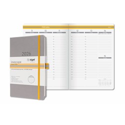 SIGEL Wochenkalender Linescape 2026 (EN), ca. A5, Hardcover, hellgrau/gelb