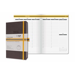 SIGEL Wochenkalender Linescape 2026 (EN), ca. A5, Hardcover, dunkelgrau/gelb