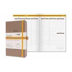 SIGEL Wochenkalender Linescape 2026 (DE), ca. A5, Hardcover, braun/gelb