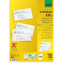 SIGEL Visitenkarten, 3C, hochweiß, 225g