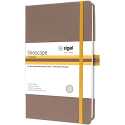 SIGEL Notizbuch Linescape, Hardcover, braun, gelb, kariert, ca. A5