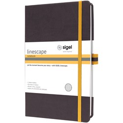 SIGEL Notizbuch Linescape, Hardcover, dunkelgrau, gelb, kariert, ca. A5