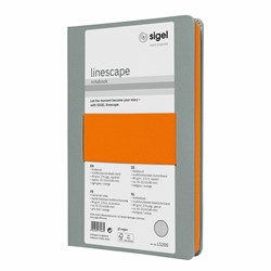 SIGEL Notizbuch Linescape, ca. A5, kariert, Hardcover, hellgrau/neon-orange