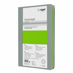 SIGEL Notizbuch Linescape, ca. A5, liniert , Hardcover, hellgrau/neon-grün