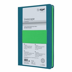 SIGEL Notizbuch Linescape, ca. A5, kariert, Hardcover, mittelblau/neon-grün