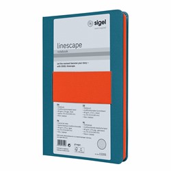 SIGEL Notizbuch Linescape, ca. A5, liniert, Hardcover, mittelblau/neon-orange